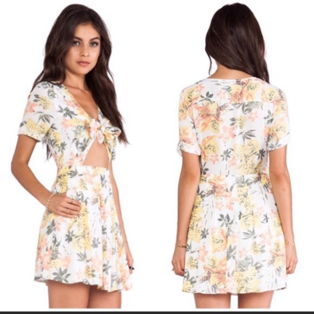 Free people floral cut out tie front dress - Picture 1 of 6